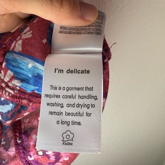 Farm RIO Floral Birds Blush Sleeves Red and Blue Blouse Size XS 100% Cotton - Picture 4 of 14